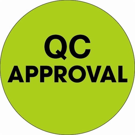 2 in. Circle - QC Approval Fluorescent Green Labels - Roll of 500