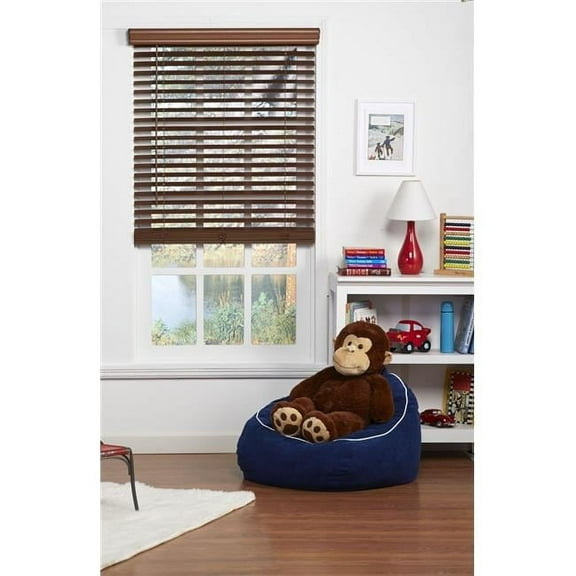 2 in. Cordless Faux Wood Blind, Dark Oak - 26 x 64 in.