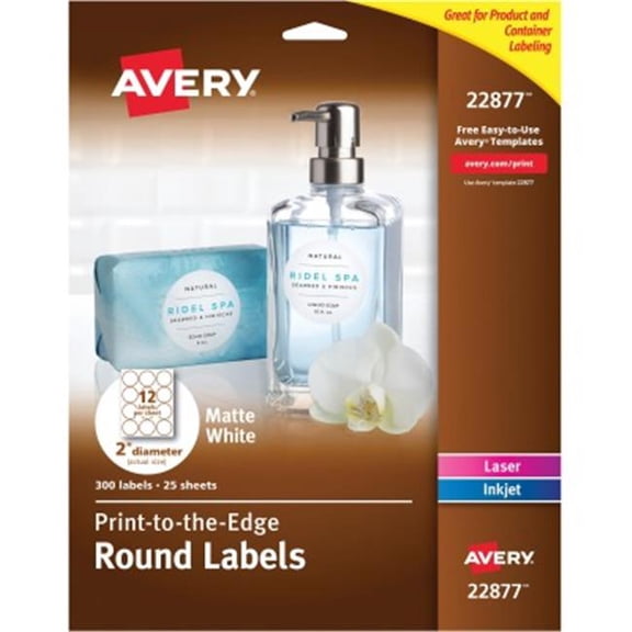 2 in. Dia. Easy Peel Print-to-the-Edge Round Labels, White