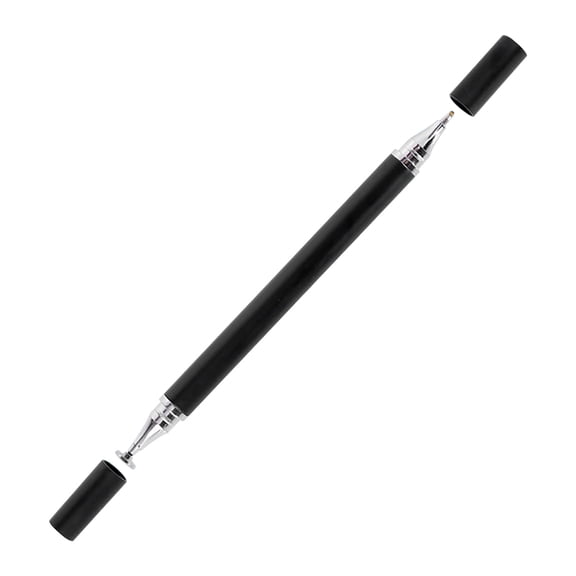 2-in- Disc Fiber Stylus Pen for Tablets, Staron Magnetic Cap Capacitive Stylus Pencil No Charging Required, Universal Touch Screen Pen with Ergonomic Design Leather Case, Black