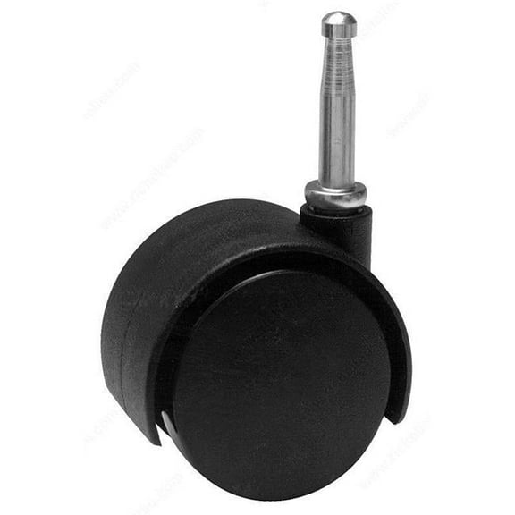 2 in. Dual Wheel Caster with Wood Stem, Black