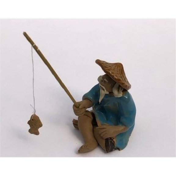 2 in. Glazed Fisherman Miniature Ceramic Figurine