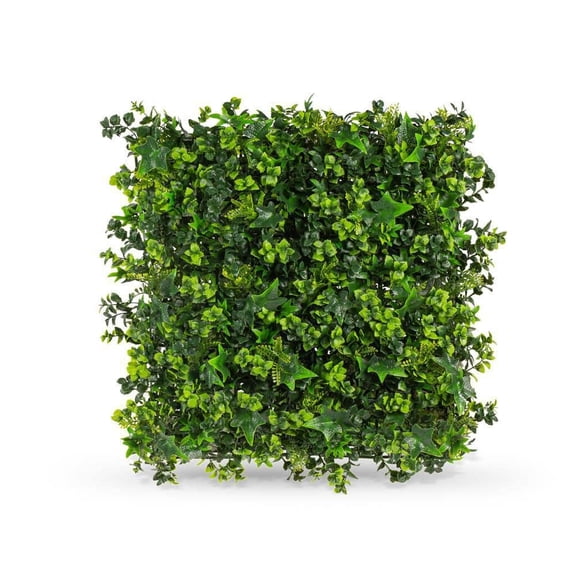 2 in. Green Artificial Mix Leaf 20 in. x 20 in. Foliage Panel (2-Piece)
