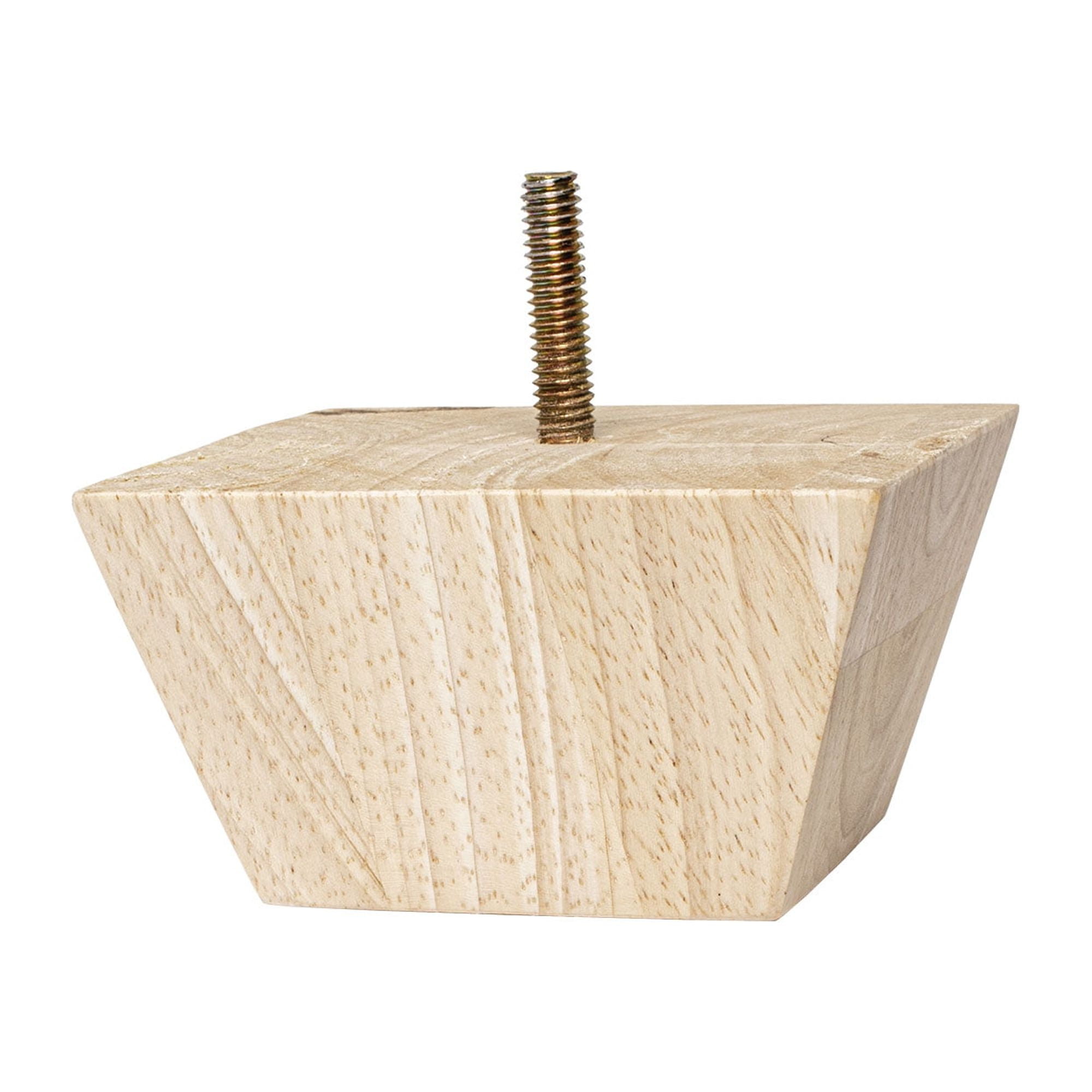 2 in. H x 3-7/8 in. Square Unfinished Solid Hardwood Square Bun Foot ...