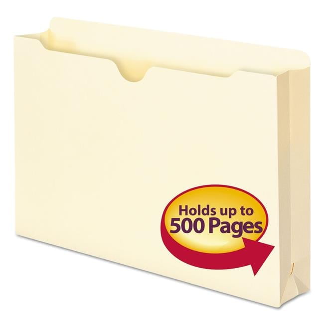 10x12 Inch Manila File Jackets, 2 Inch Expandable Sides, 100 Pack With Reinforced Tabs - Assorted Positions