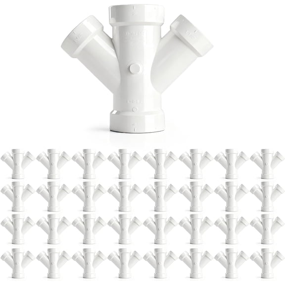 2 in. PVC DWV Double Wye Hub, White PVC Drain, Waste & Vent Fitting, (20 Pack)