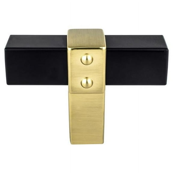 2 in. Rivet Rebel T-Shape Cabinet Knob, Matte Black & Modern Brushed Gold