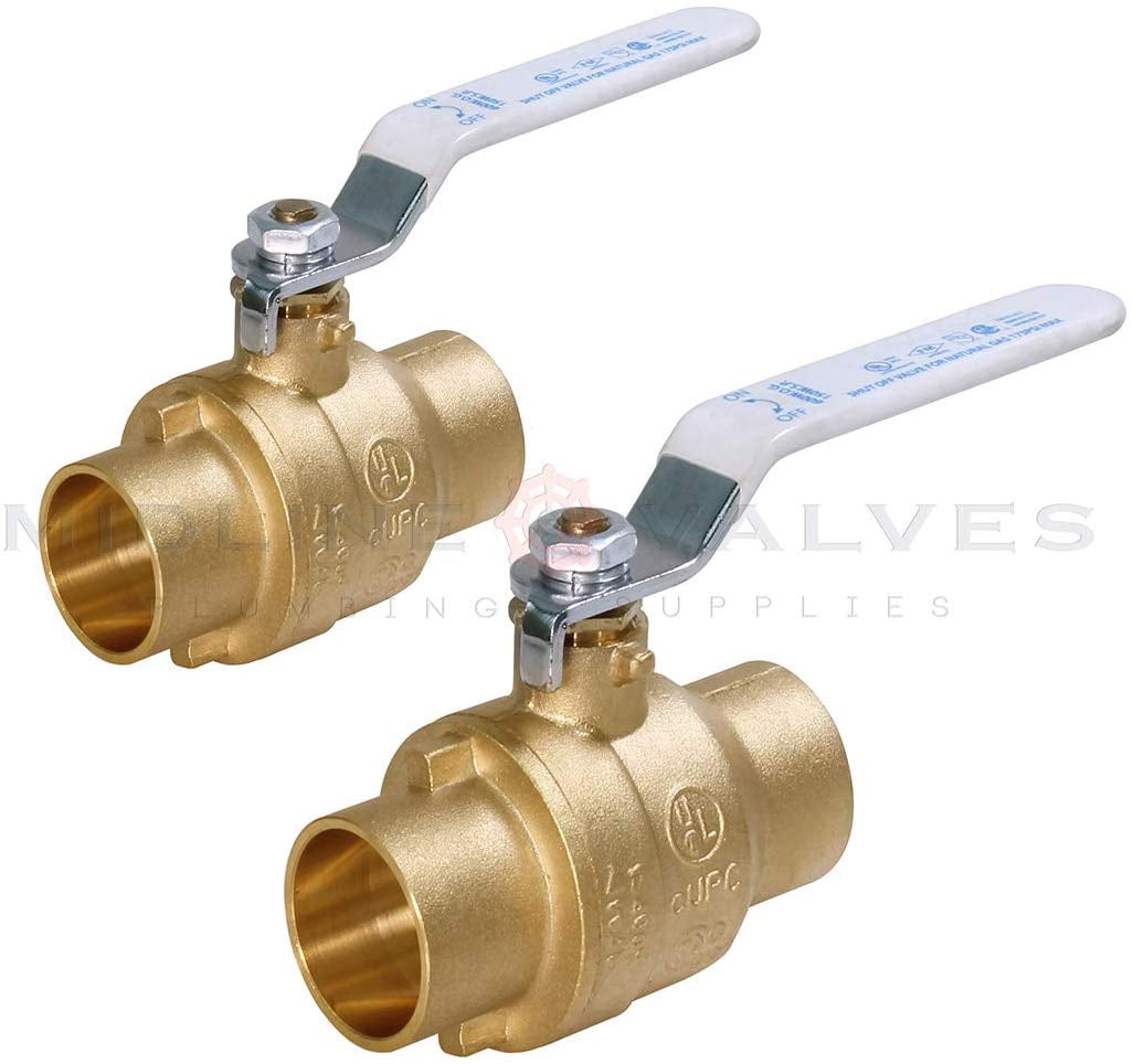 2 in. SWT x 2 in. SWT Premium Brass Full Port Ball Valve (2 Pack)