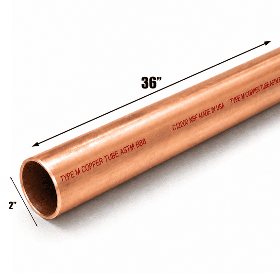 Copper Pipe Type M 2 in Dia x 36 in Length