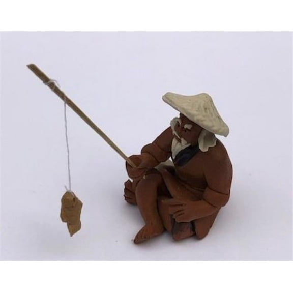 2 in. Unglazed Fisherman Miniature Ceramic Figurine