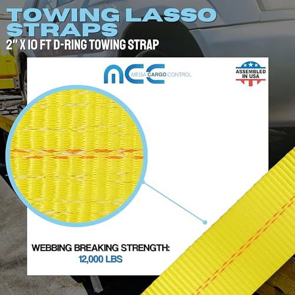 Baker's Dozen Of 8-Foot Lasso Straps For Tow Trucks - 13 Pack, 2" Wide, Fits Wheel Lifts & Wreckers