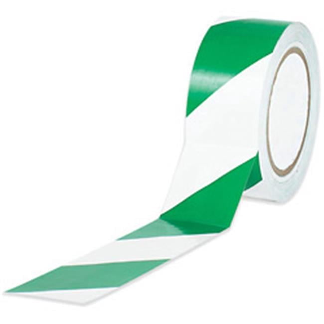 2 in. x 36 yds. Green-White Striped Vinyl Safety Tape