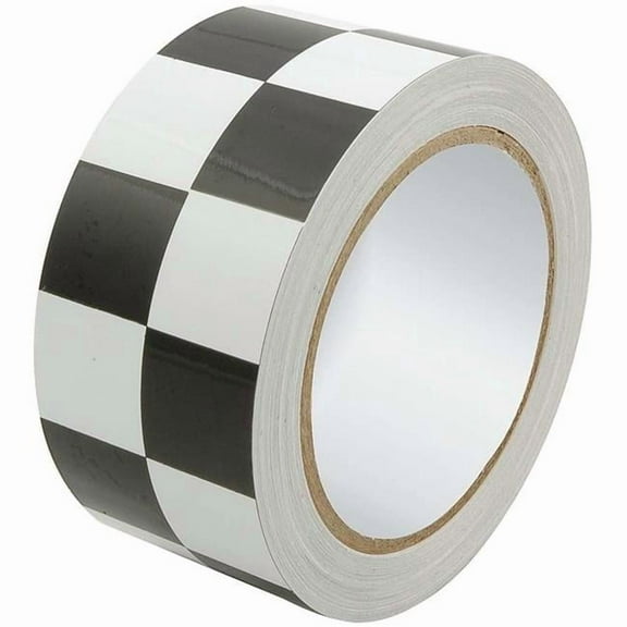 2 in. x 45 ft. Racers Tape, Checkered Black & White