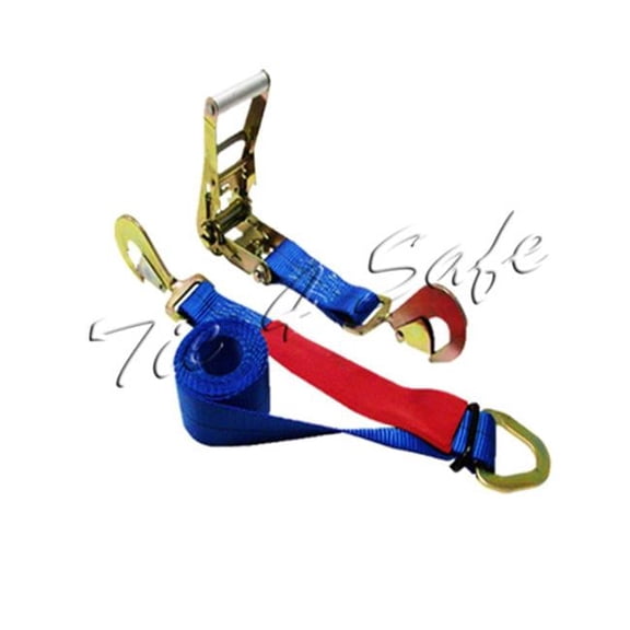 2 in. x 8 ft. Combo Ratchet & Axle Strap with D Ring & Adjustable Axle Strap, Blue - 2 Piece