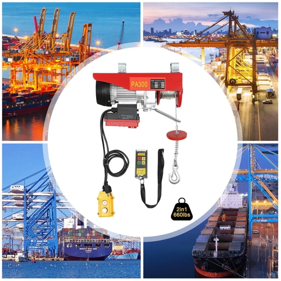 2 in1 660lbs Electric Hoist Winch 110V Crane W/Remote Control for Lifting
