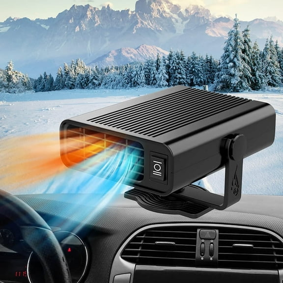 2 in1 Fast Heating and Cooling Car Heaters , Portable Car Heater,12v Car Heater and Defroster, Plug-In Car Windscreen Fan For All Cars,360Degree Defroster with Rotatable Suction Holder, Black