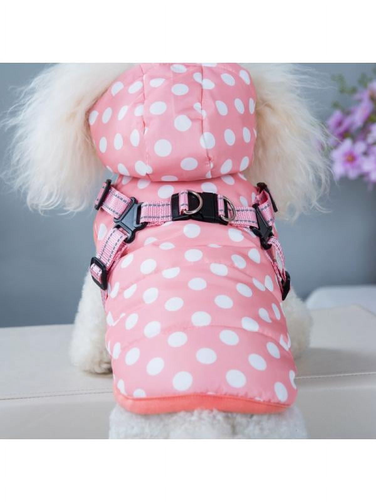 2 in1 Pet Winter Warmer Polka Dot Clothes Padded Coat Puppy Dog Harness
