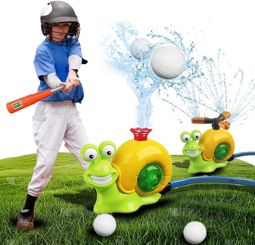 2 in1 Water Sprinkler Baseball Toy for Kids, Snail Water Game Sprinkler