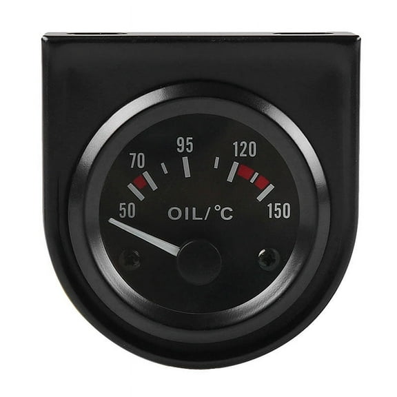 52mm 12V White LED Car Oil Temp Temperature Gauge with Sensor Black