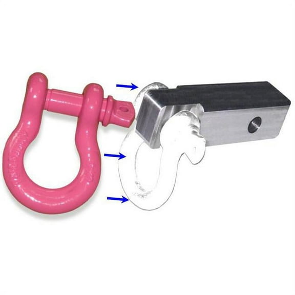 2 inch (Aluminum) Receiver Bracket w/ HOT PINK Powdercoated D-Shackle & Locking Hitch Pin (OFF-ROAD RECOVERY)