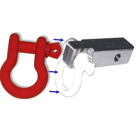 2 inch (Aluminum) Receiver Bracket w/ PATRIOT RED Powdercoated D-Shackle (OFF-ROAD RECOVERY)