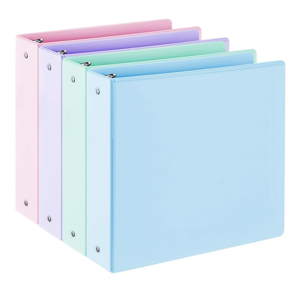 2 inch Binders 3 Ring Notebooks Round Ring View Binder O-ring 450 Sheets of Letter Size Paper Organizer with Pockets 4-Pack Assorted Color
