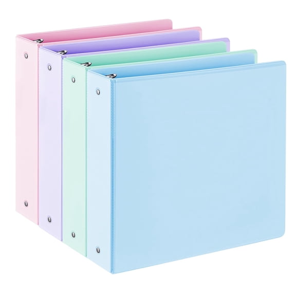 2 inch Binders 3 Ring Notebooks Round Ring View Binder O-Ring 450 Sheets of Letter Size Paper Organizer with Pockets 4-Pack Assorted Color