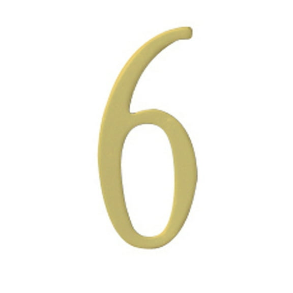 2 inch Brass Self Adhesive Address Number. Number: 6