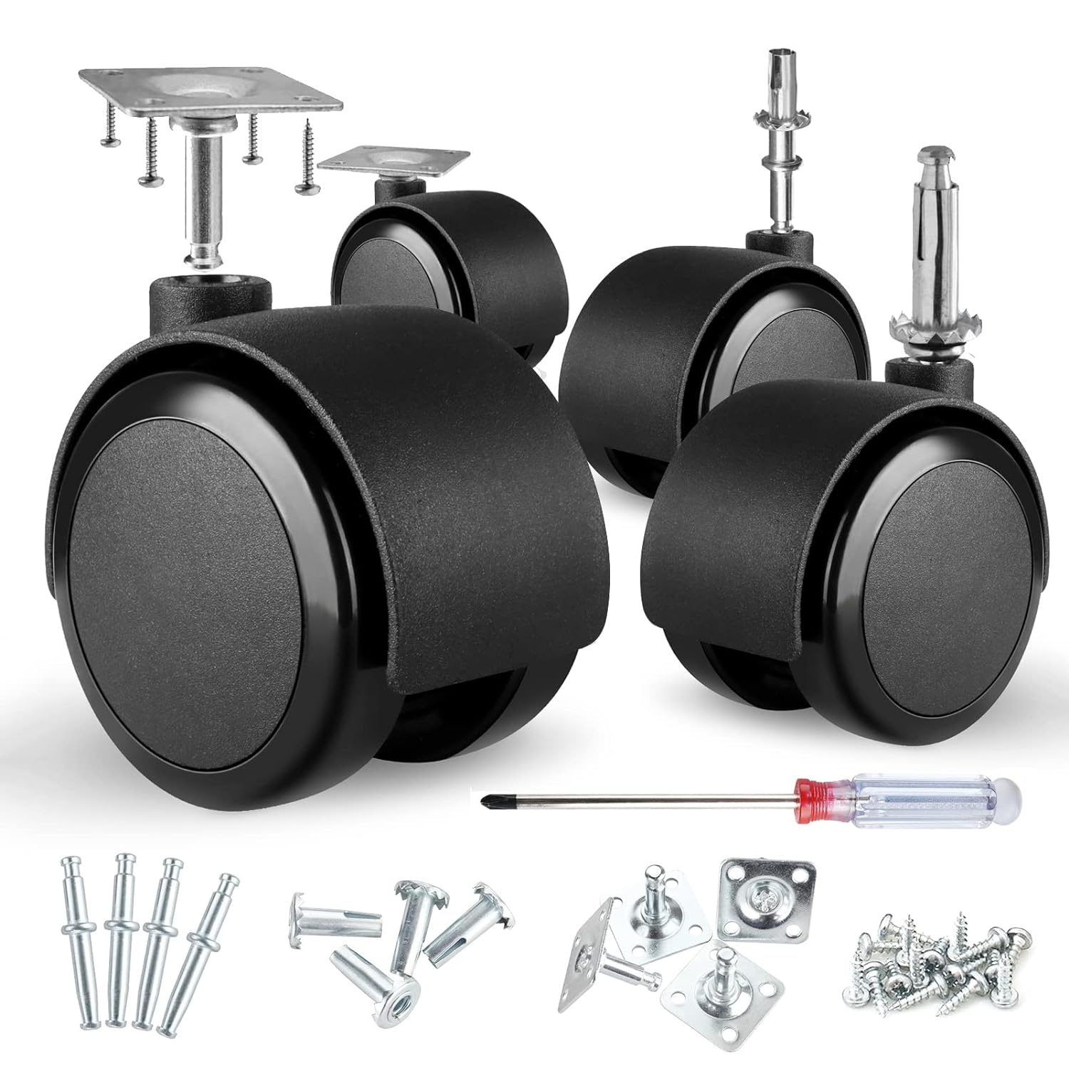 2 inch Caster Wheels (casters Set of 4) 5/16 inch Valve stem and ...