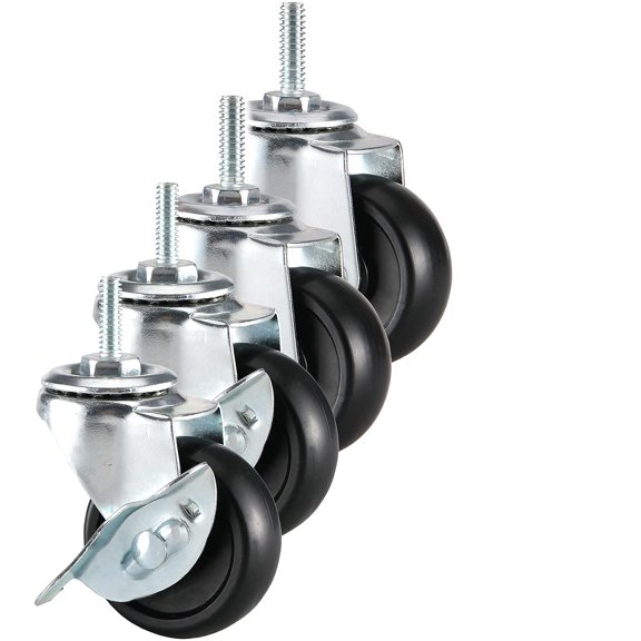 2 inch,Casters Set of 4,Caster Wheels 1/4 inch Threaded Stem,Wheels for Wire Shelving Racks,Leveling Casters,Replacement Wheels for Rolling Cart,Cart Wheel,Shelf Wheel,Caster