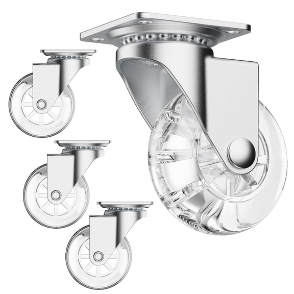 2 inch Clear Polyurethane Furniture Casters 360 Degree Swivel No Brake 265lbs