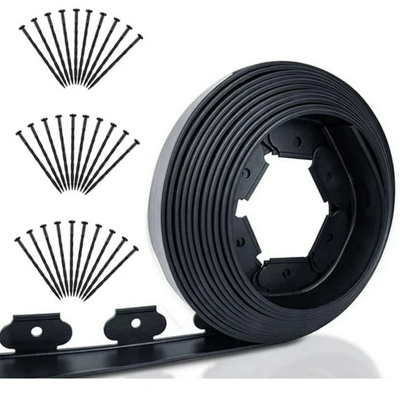 2-inch Garden Tall Wall No-Dig Landscape Edging,32.8-ft.with 30 Stakes,No Dig Edging Border,Plastic,Black