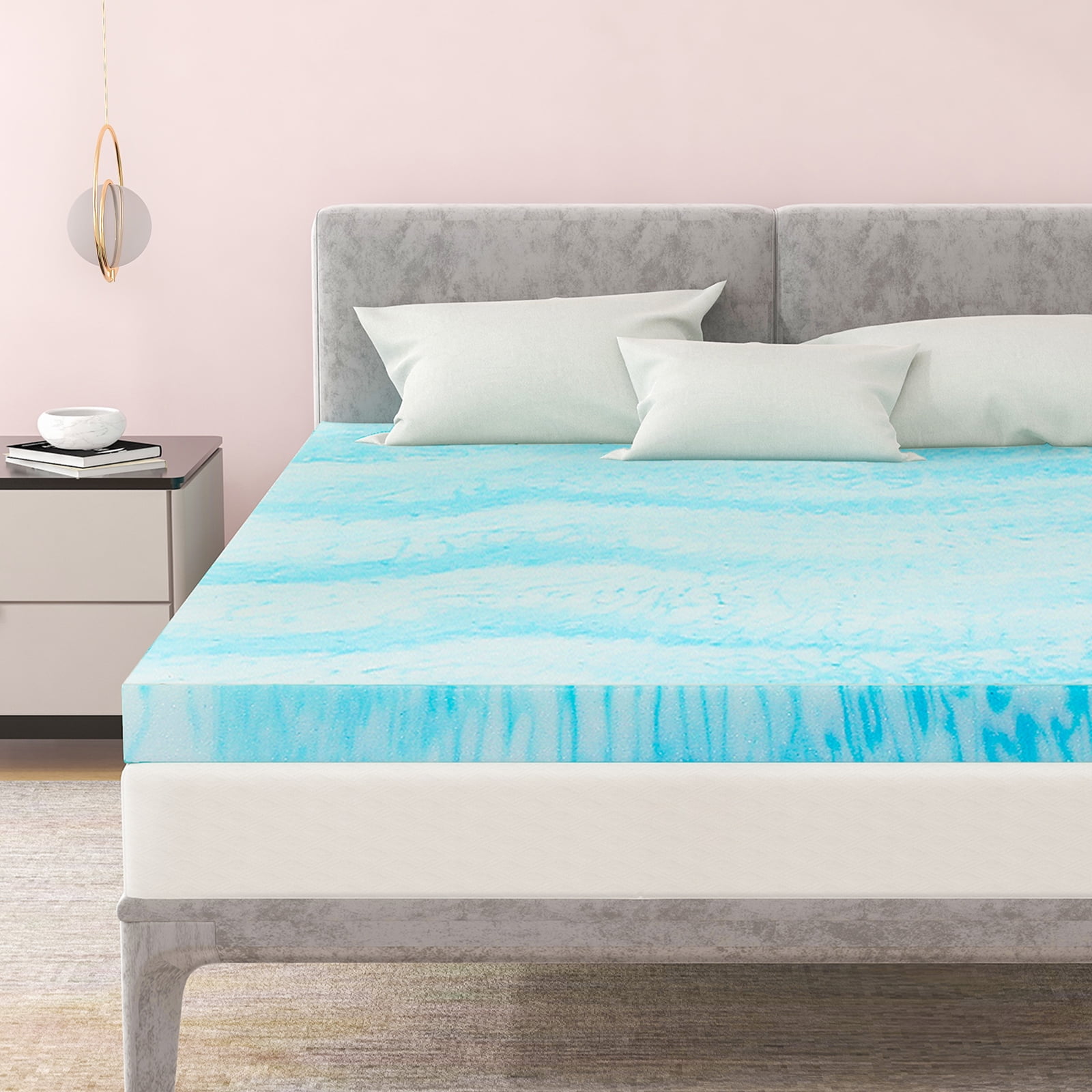 2 inch Gel Memory Foam Mattress Topper Queen Size for Pressure Relief Back Pain Soft Breathable