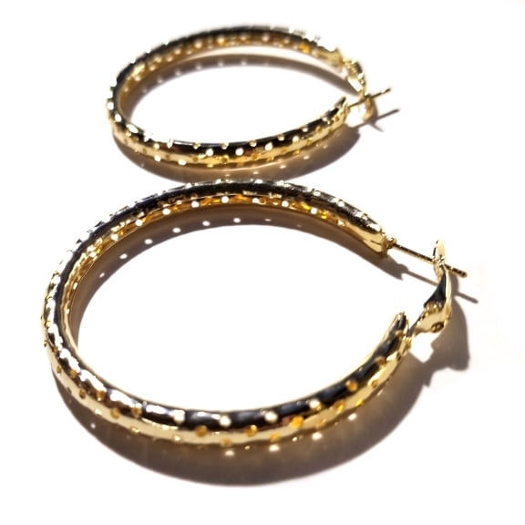2 inch Hoop Earrings Round Dotted Hoop Earrings Gold Tone
