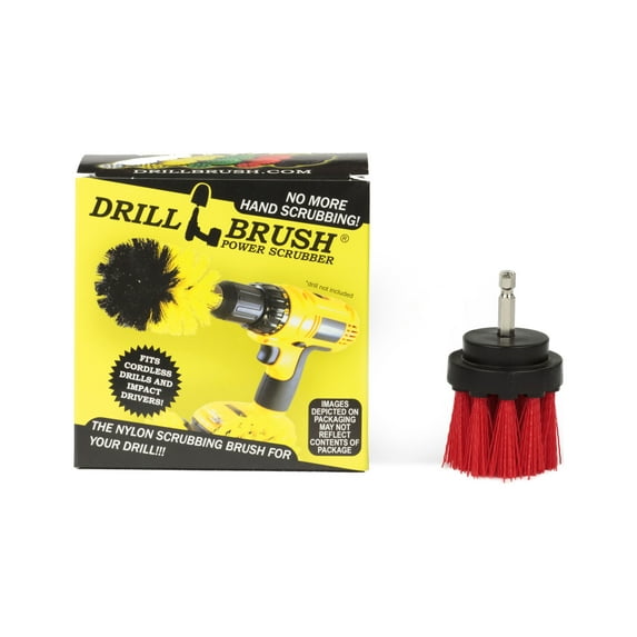 2 inch Long Bristle Red Stiff Nylon Stone, Brick Cleaning Powered Scrub Brush