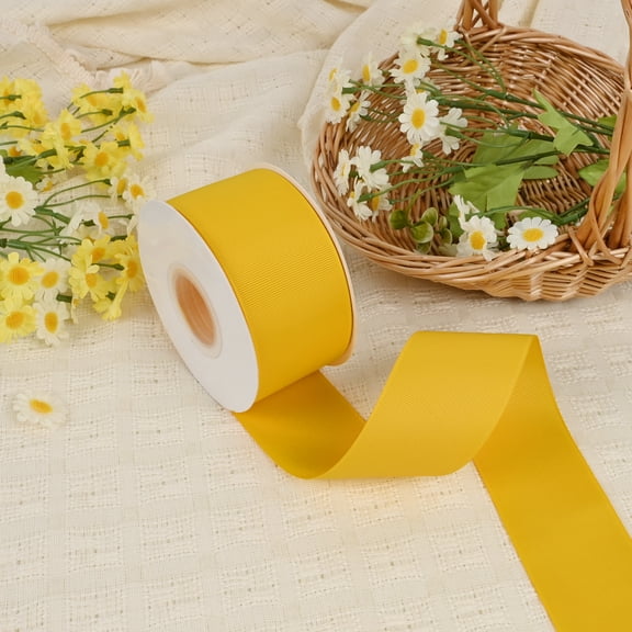 GTYBOVA 2 inch Yellow Grosgrain Ribbon 25 Yards for Gift Wrapping Weddings DIY Floral Decor Sewing & More