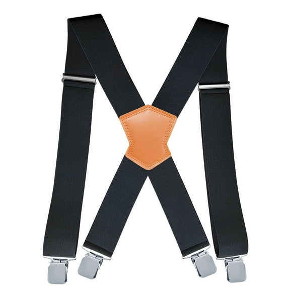 2 inch Men Black Suspenders For Pants Formal Heavy Duty Adjustable X Back Suspender With Strong Metal Clips