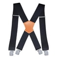thumbnail image 1 of 2 inch Men Black Suspenders For Pants Formal Heavy Duty Adjustable X Back Suspender With Strong Metal Clips, 1 of 6