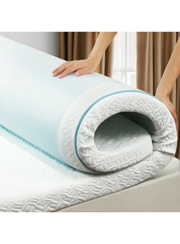 2 inch Non-Slip Design Gel Memory Foam Mattress Topper with Removable & Washable Cover for Cooling Sleep,Pressure Relief ,CertiPUR-US Certified - King