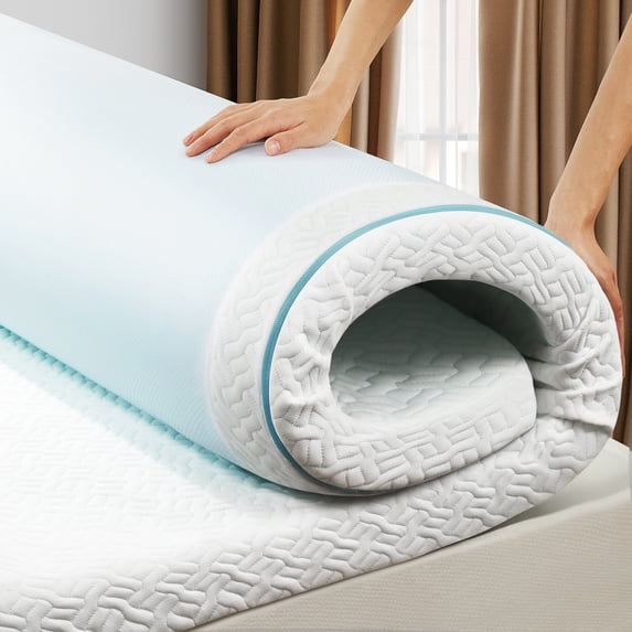 2 inch Non-Slip Design Gel Memory Foam Mattress Topper with Removable & Washable Cover for Cooling Sleep,Pressure Relief ,CertiPUR-US Certified - Queen