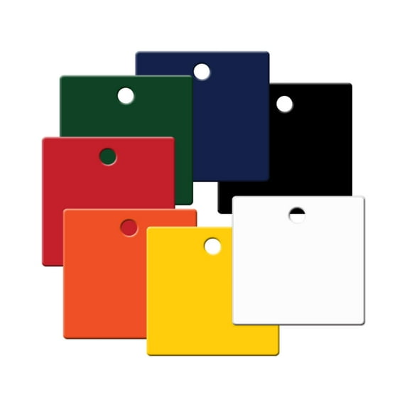 2 inch Square Plastic Tags - Engravable - Pack/25