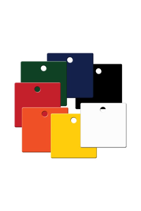 2 inch Square Plastic Tags - Engravable - Pack/25