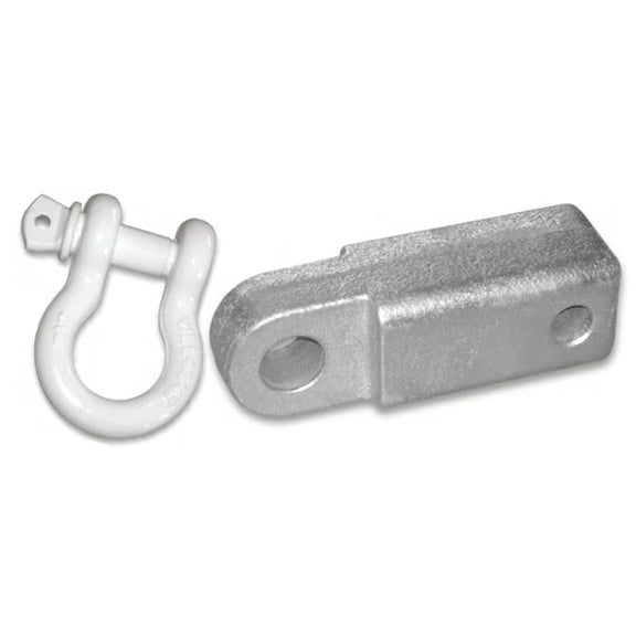 2 inch Steel Receiver Bracket w/ SUPER WHITE Powdercoated D-Shackle (OFF-ROAD RECOVERY)