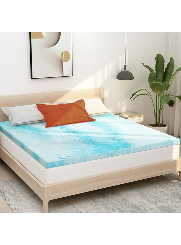 2 inch Twin XL Size Mattress Topper, Cooling Gel Memory Foam Bed Topper for Pressure Relief