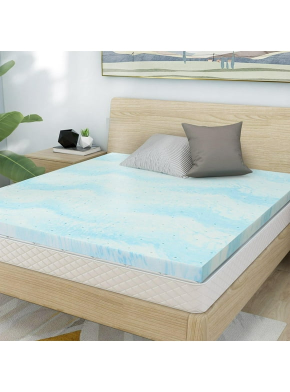 2 inch Twin XL Size Mattress Topper, Cooling Gel Memory Foam Bed Topper for Pressure Relief