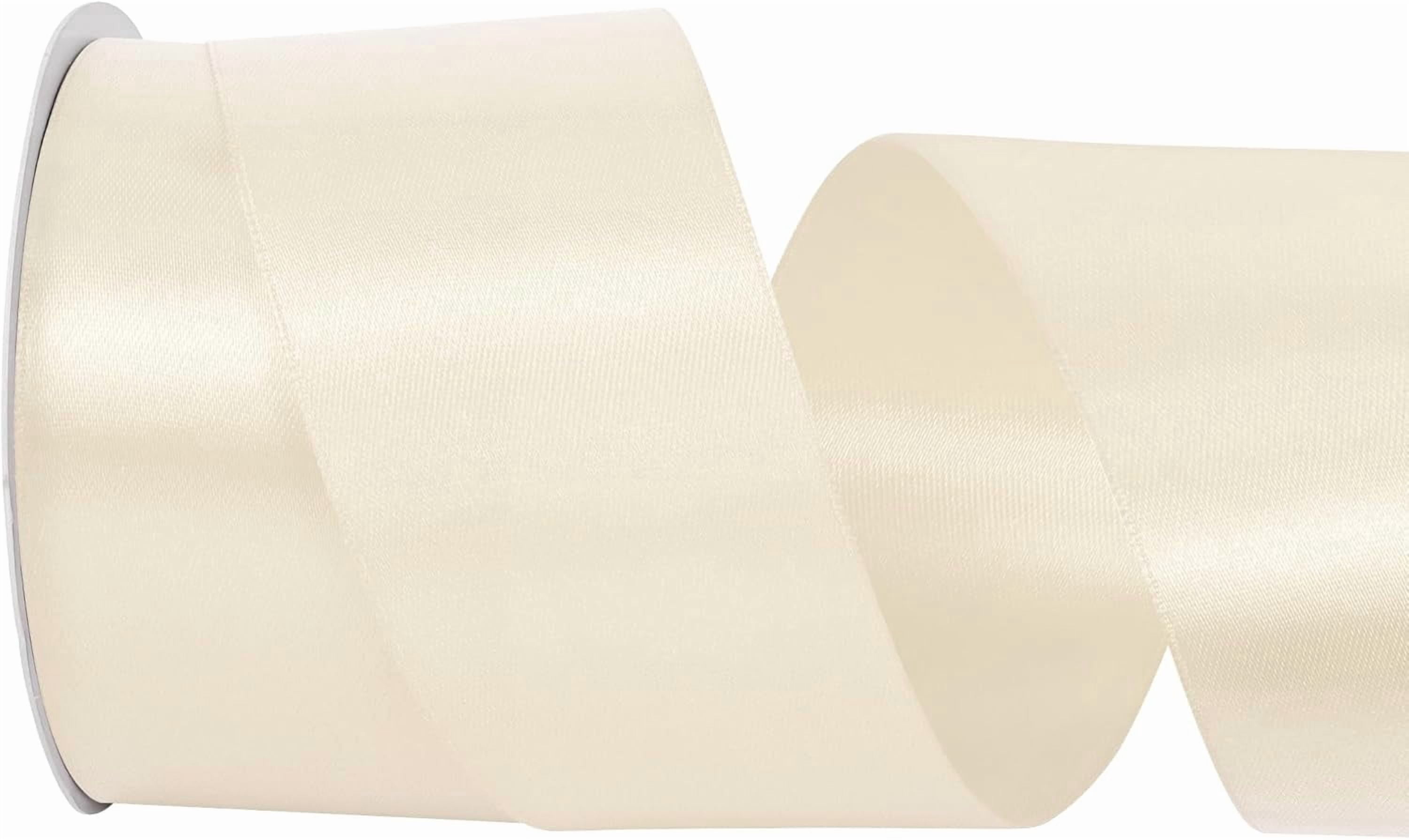 Slub Ribbon 2 inch Wide 25 Yards Double Face Ivory Satin Ribbon Ivory Fabric Ribbon ...