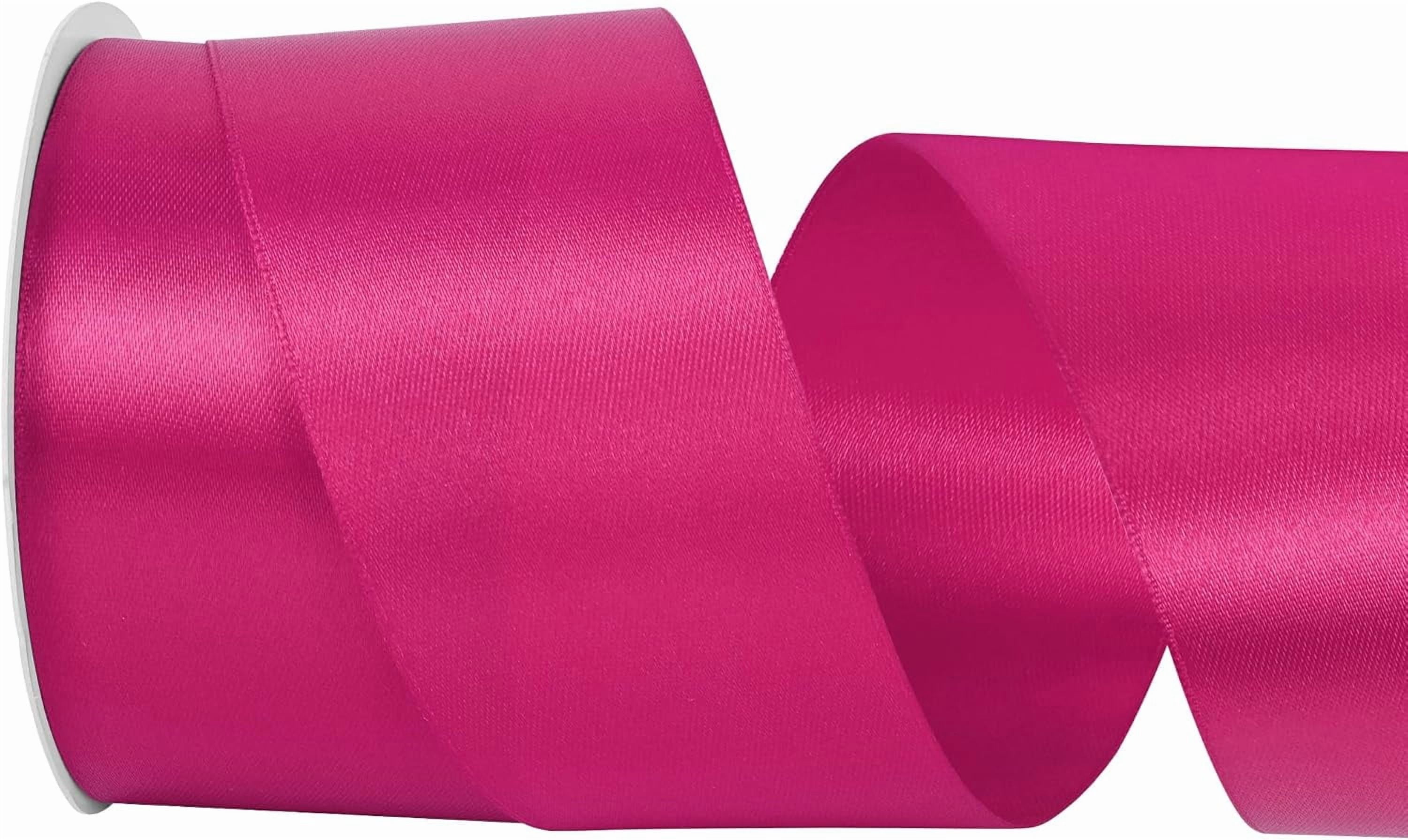 Rose Ribbon Matte Ribbed 2 inch Wide 25 Yards Double Face Rose Satin Ribbon Rose Fabric Ribbon ...