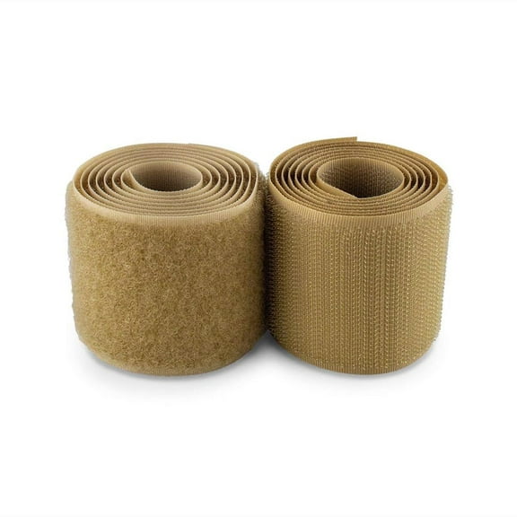2 inch Wide Beige Sew On Hook Loop Tape Non-Adhesive Beige Nylon Fabric Hook and Loop Tape Fastener Set for Handbags Clothing Shoes Backpacks Window Curtains DIY Craft 1 Yd Length
