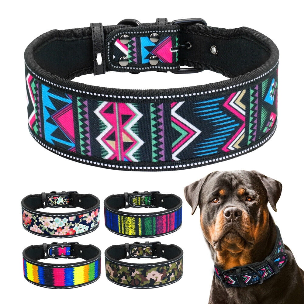 2 inch Wide Reflective Dog Collars Comfortable Neoprene Padded Collar