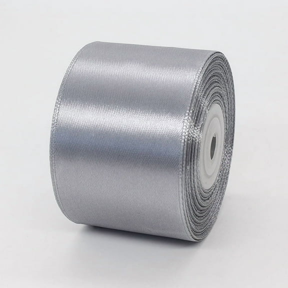 2 inch gray Satin Ribbon 22m Solid Fabric Ribbons Roll for Gift Wrapping, Satin Weddings,Flower Bouquet, Invitations,Sewing,Party Decorations, Holiday Decorating and More
